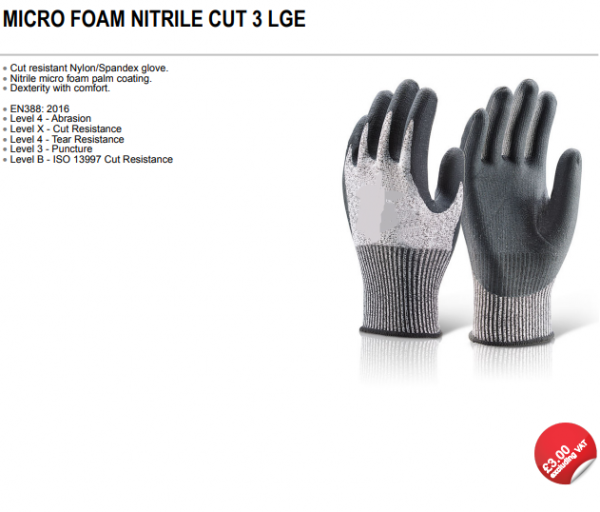 PPE gloves micro foam nitrile