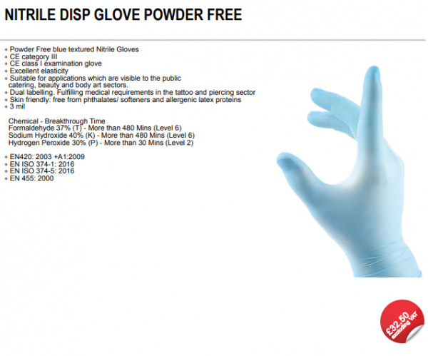PPE nitrile disposable glove powder free
