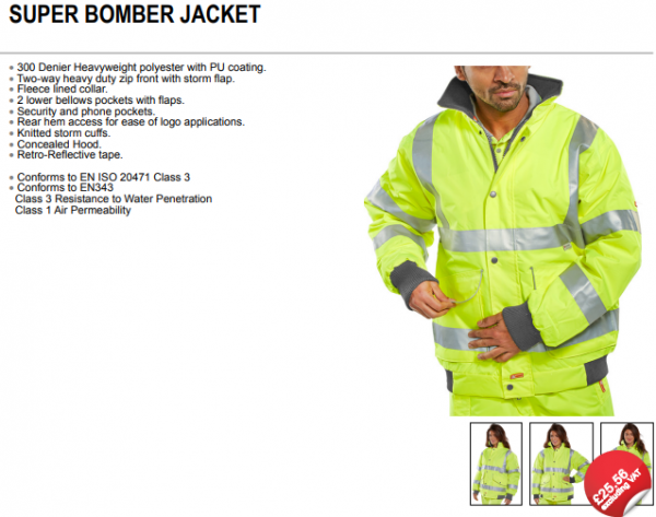 PPE hi-vis bomber jacket